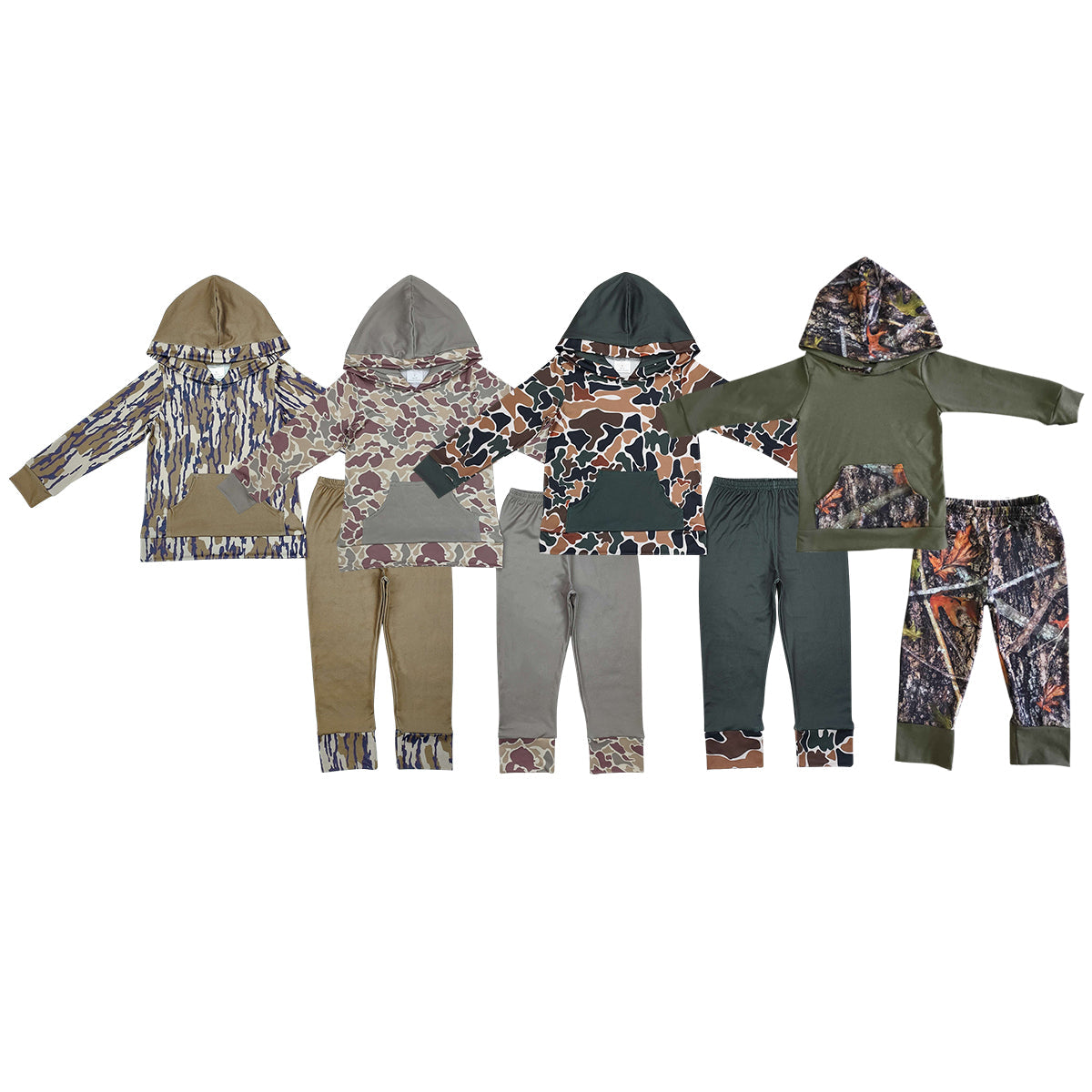 Baby Boy Long Sleeves Hoodie Pocket Pullover Shirt Pants Sibling Hunting Clothes Set