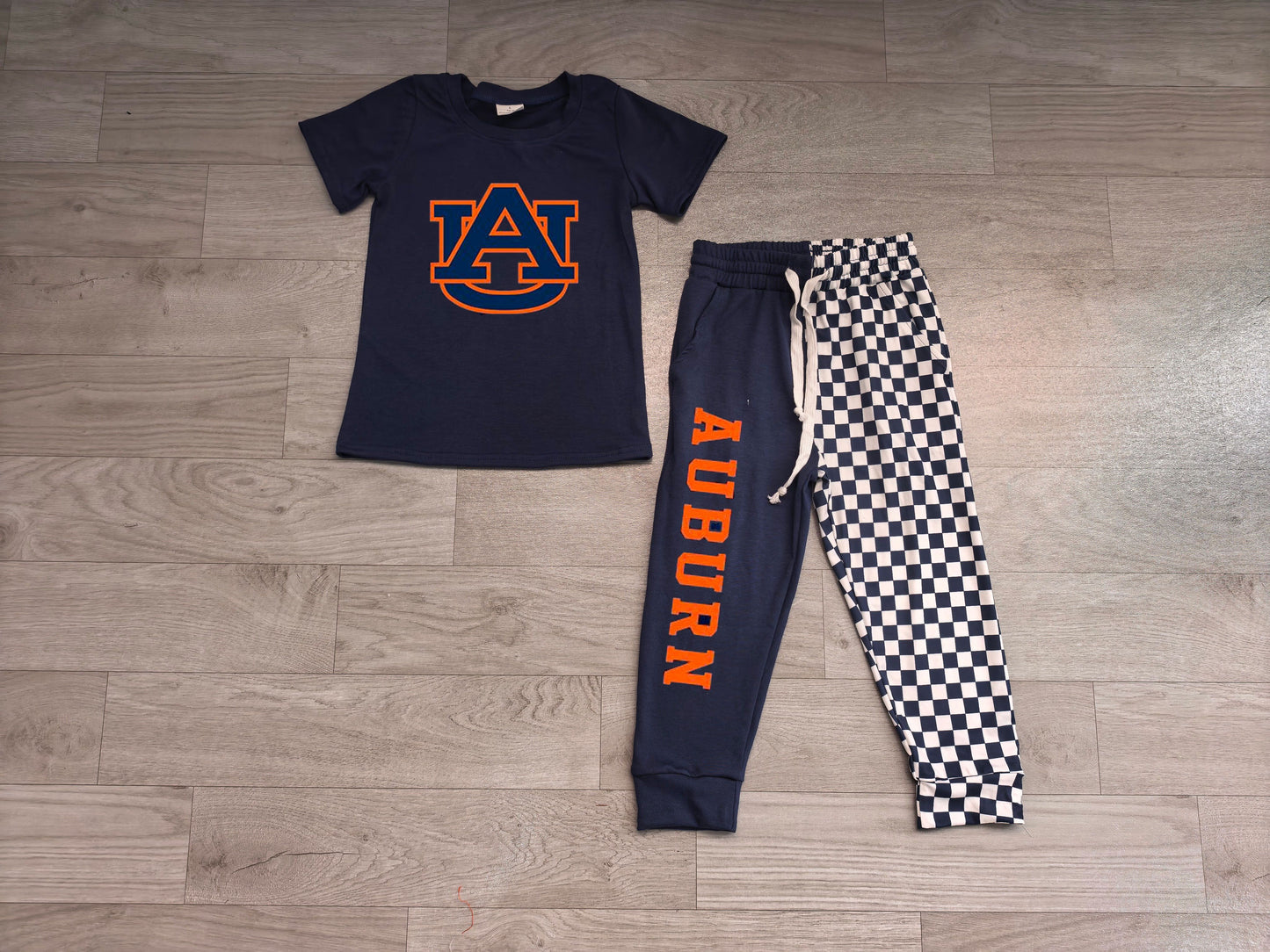 ( No moq ) Preorder Baby Boys Kids Short Sleeves Navy Shirt Checked Pockets Pants Team Set Clothes