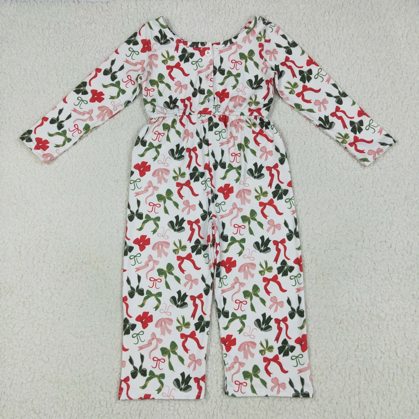 Baby Girl Toddler Long Sleeves Christmas Bows Sibling Zipper Romper Pockets Set RTS