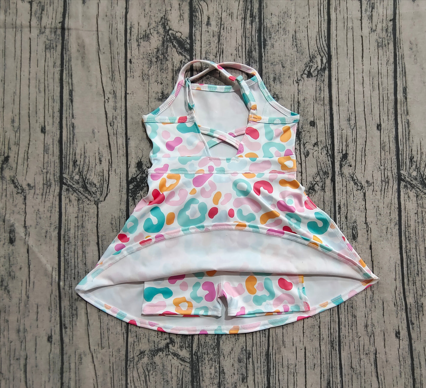 Baby Girl Sleeveless Colorful Leopard Knee Length Yoga Active Dress RTS