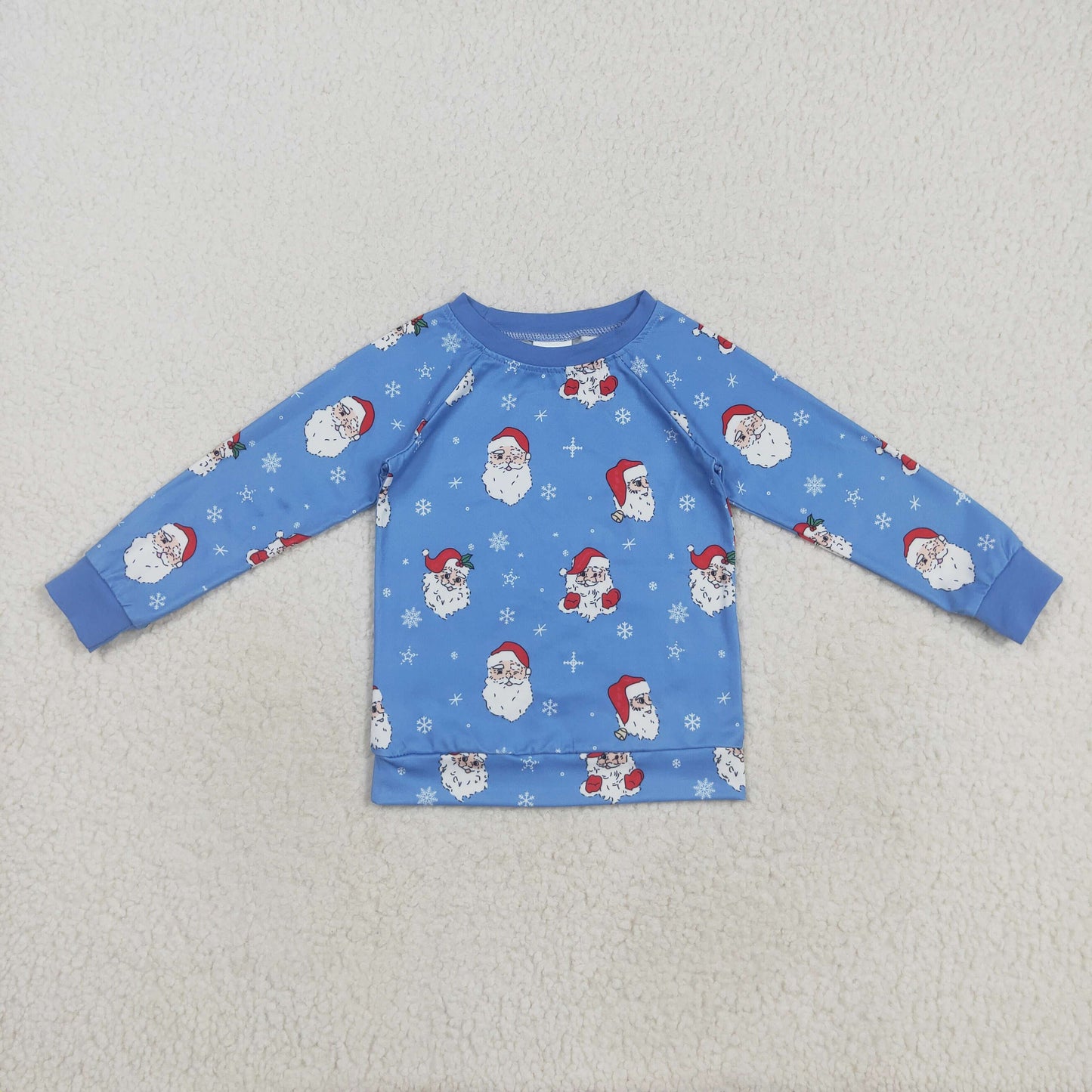 Baby Boy Long Sleeves Santa Christmas Blue Tee Shirt Tops RTS