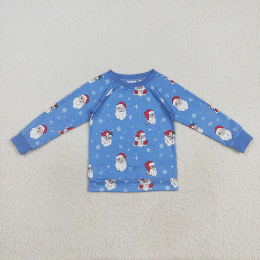 Baby Boy Long Sleeves Santa Christmas Blue Tee Shirt Tops RTS