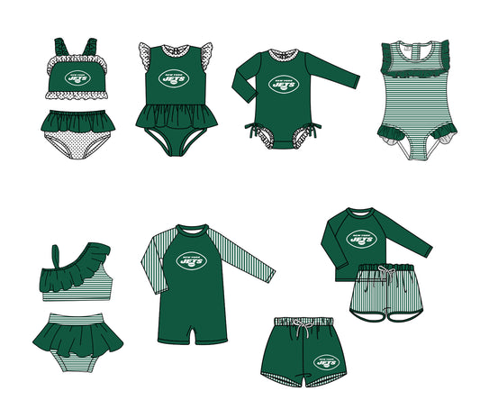 ( Moq 5 Each Style ) Baby Boys Girls Kids Team Sibling Jumpsuits Sets Swimsuits Green Clothes