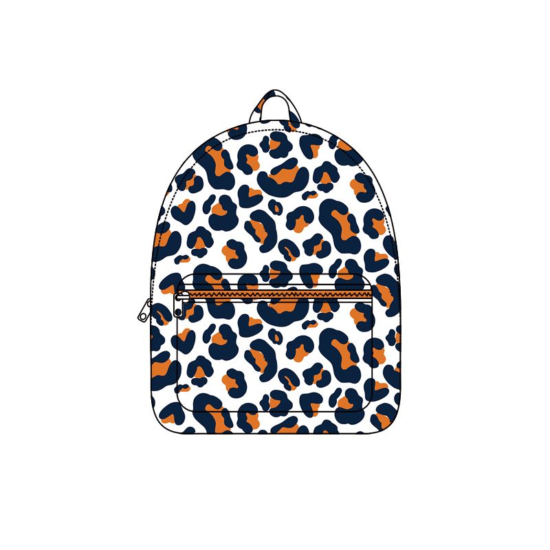 ( Moq 5 ) Preorder Baby Toddler Kids Navy Orange Leopard Zipper Pocket Backpack Team Bag