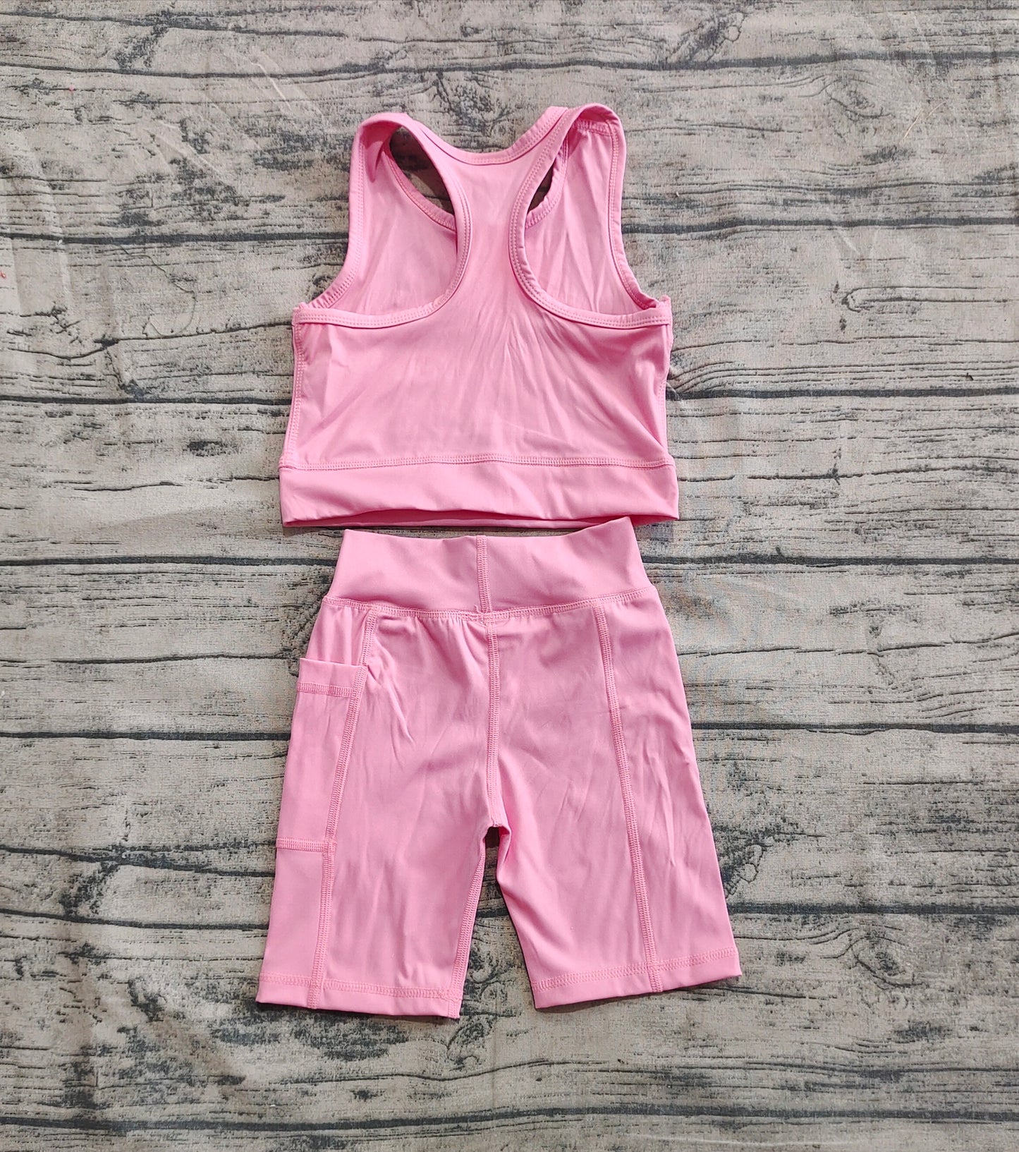 Baby Girl Pink Athletic Active Wear Top Shorts Clothes Set RTS