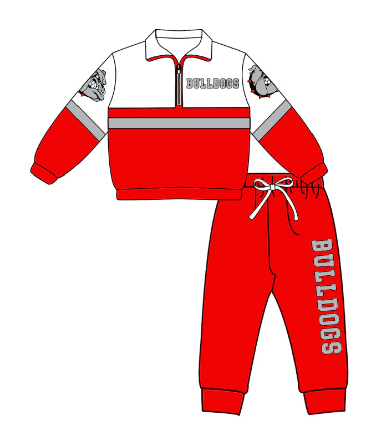 ( Moq 5 ) Baby Boys Toddler Long Sleeves Zipper Dogs Shirt Jogger Pants Team Clothes Set
