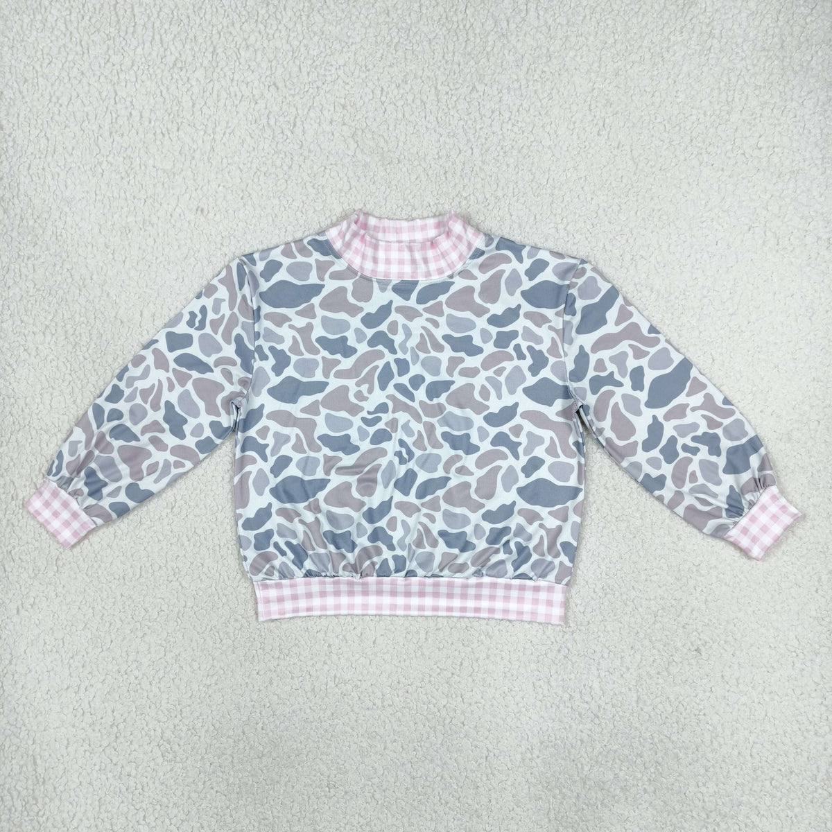 Baby Girls Toddler Long Sleeves Plaid Shirt Tops Grey Camo Clothes RTS