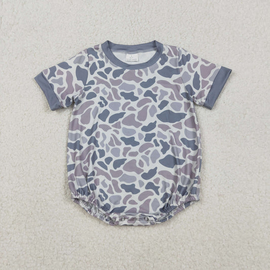 Boys Infant Short Sleeves Grey Camo Bubble Romper RTS