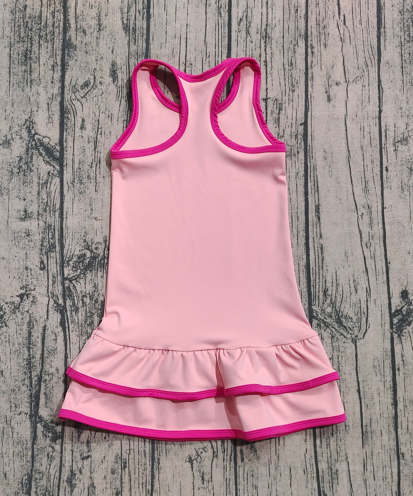 Baby Girl Sleeveless Yoga Active Pink Ruffle Knee Length Dress RTS