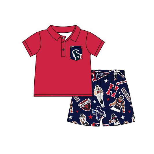 Baby Boy Short Sleeves Team Red Shirt Cow Team Shorts Moq 5