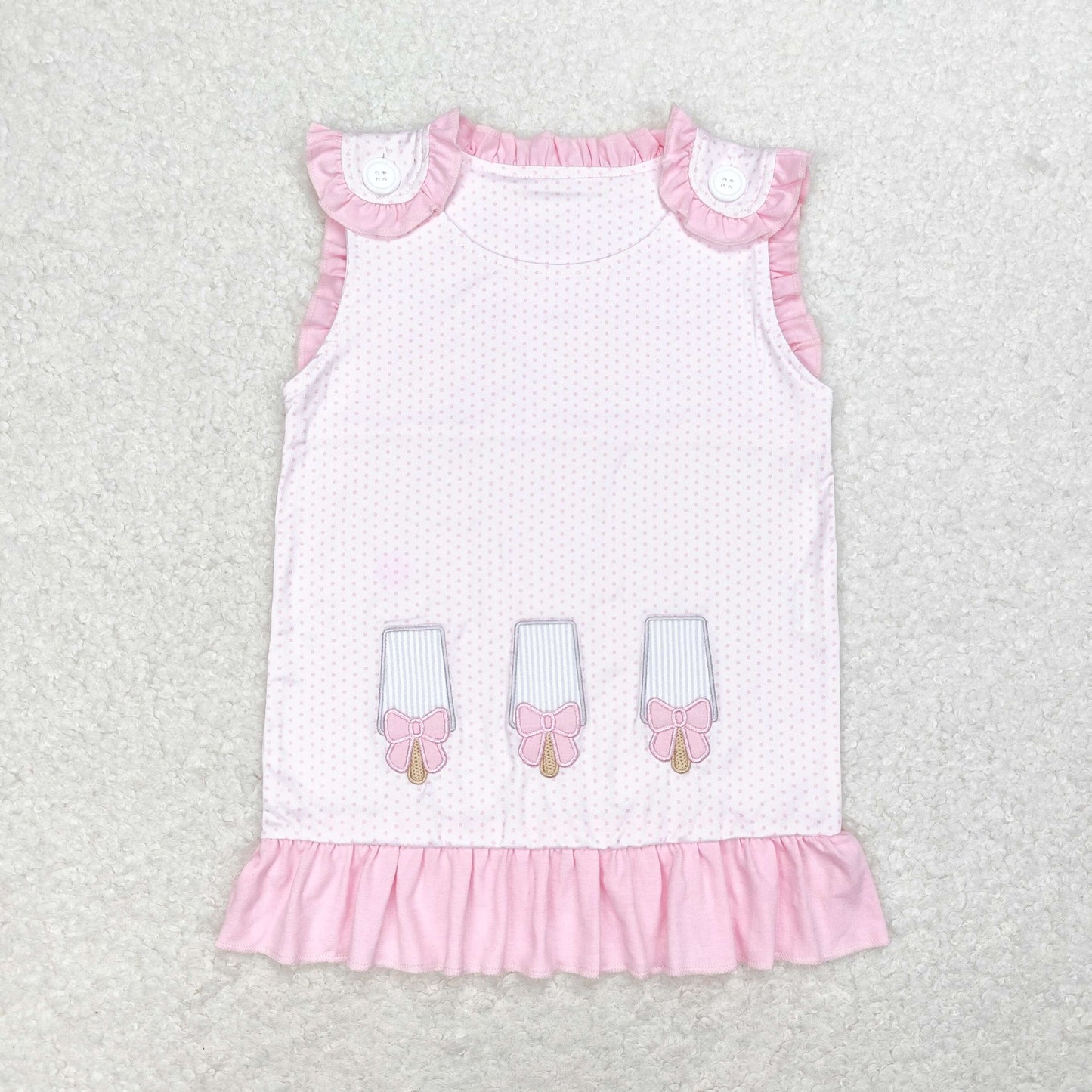 Baby Girl Sleeveless Embroidery Popstick Pink Shirt Tops