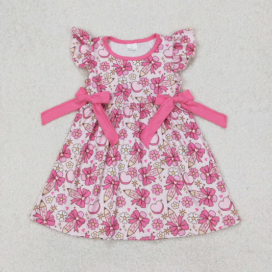 Baby Girl Pencils Bows Hearts Flowers Back To School Pink Dress RTS