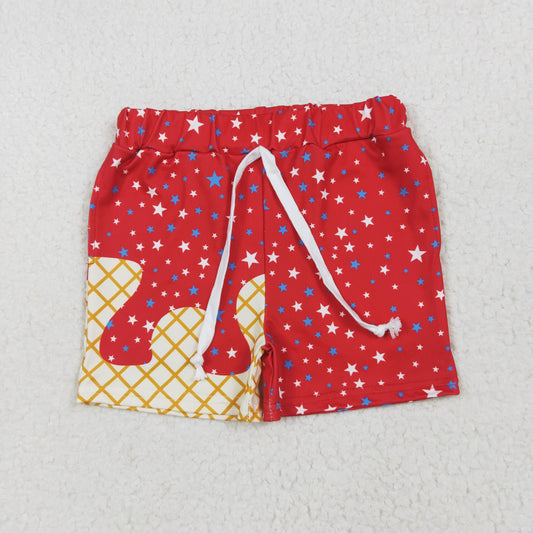 Baby Boy Plaid Stars Red Team Pockets Shorts Bottoms RTS