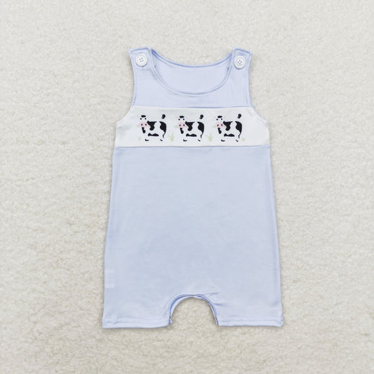Baby Boy Sleeveless Cow Blue Romper