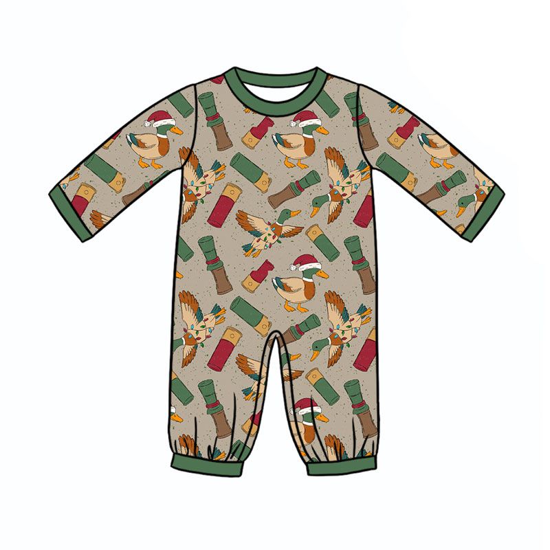 ( Moq 5 ) Preorder Baby Boys Kids Long Sleeves Ducks Christmas Hunting Romper Clothes