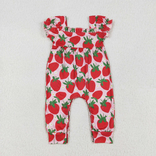Baby Girl Infant Short Sleeves Strawberry Romper RTS