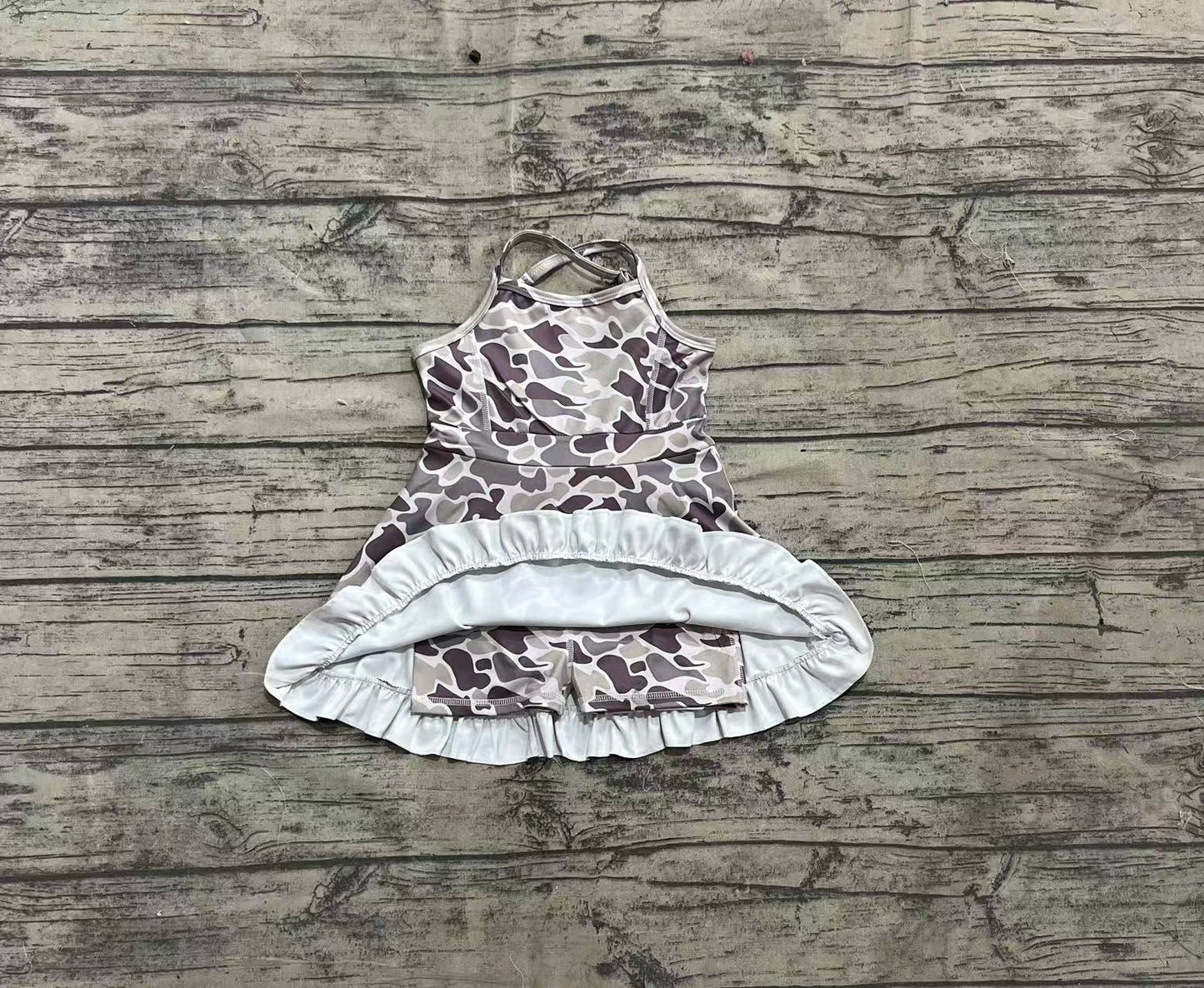 Baby Girl Straps Yoga Active Wear Knee Length Camo Dress RTS