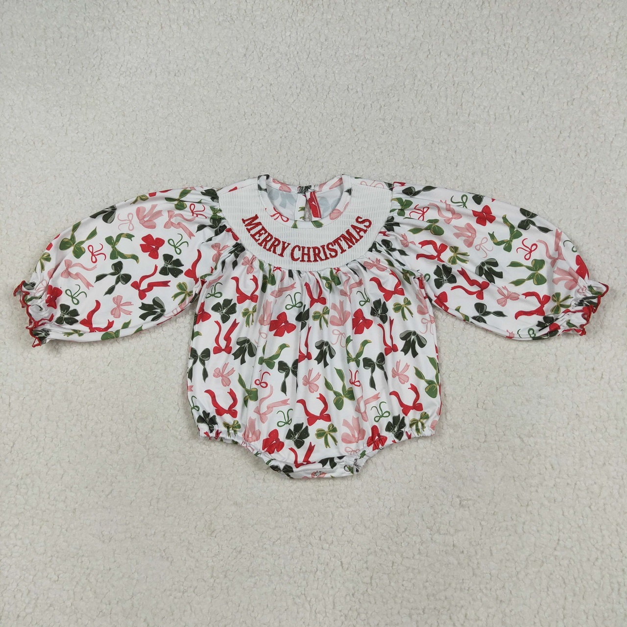 Sibling Baby Girls Christmas Green Red Bows Pockets Jumpsuits Knee Length Dress