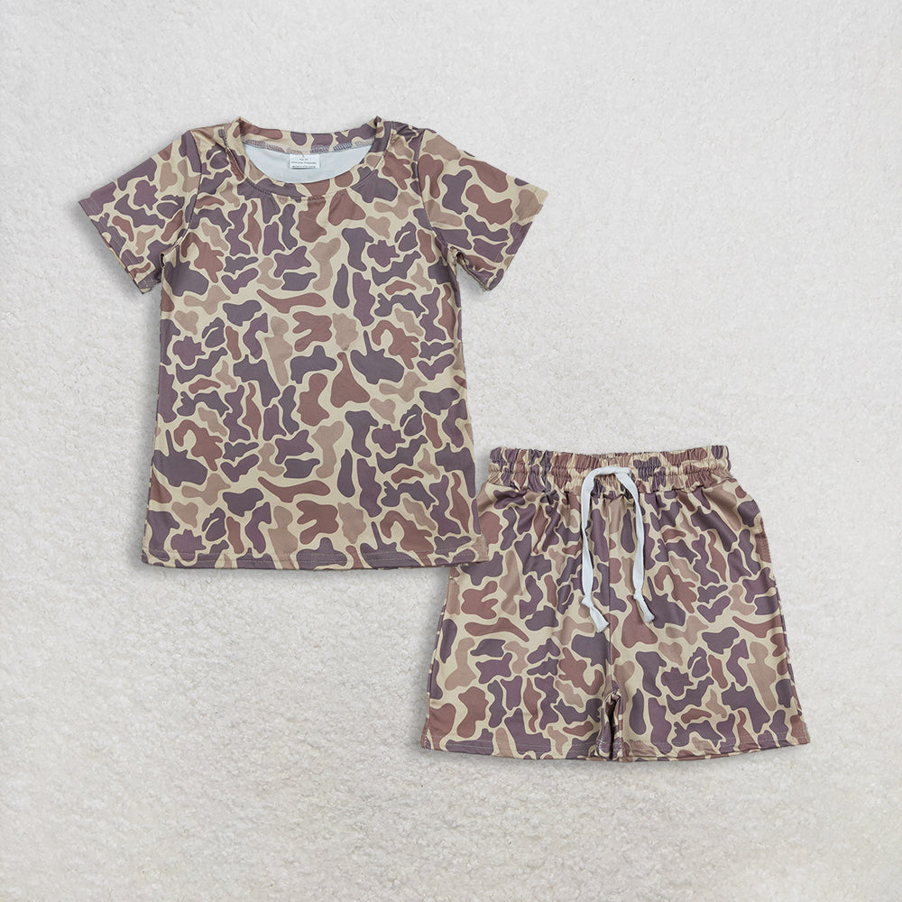 Baby Boys Kids Short Sleeves Shirt Camo Pockets Shorts Summer Clothes Set RTS