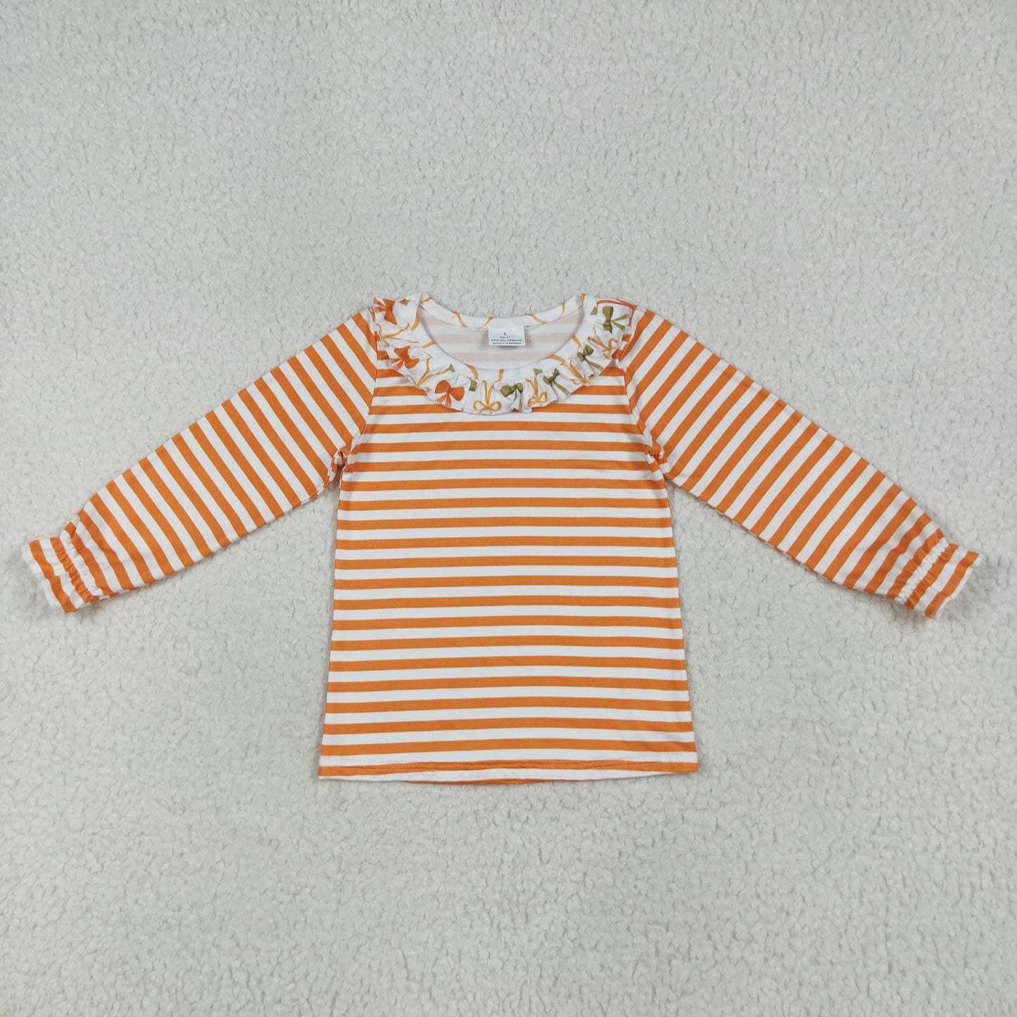 Baby Girl Long Sleeves Orange Stripes Ruffle Shirt Tops RTS