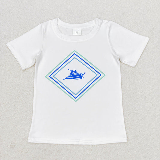 Baby Boy White Sleeves Boat Tee Shirt Tops