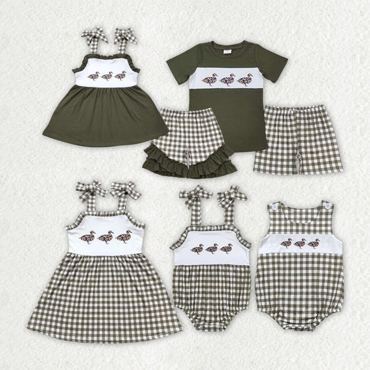 Baby Boy Girl Leopard Ducks Sibling Summer Shorts Outfits Clothes Sets