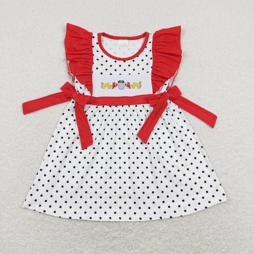 Baby Girl Embroidery Crawfish Sibling Sister Romper Dress Set