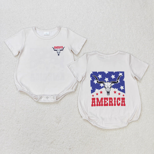 July 4th Baby Boy Cow Short Sleeves Romper