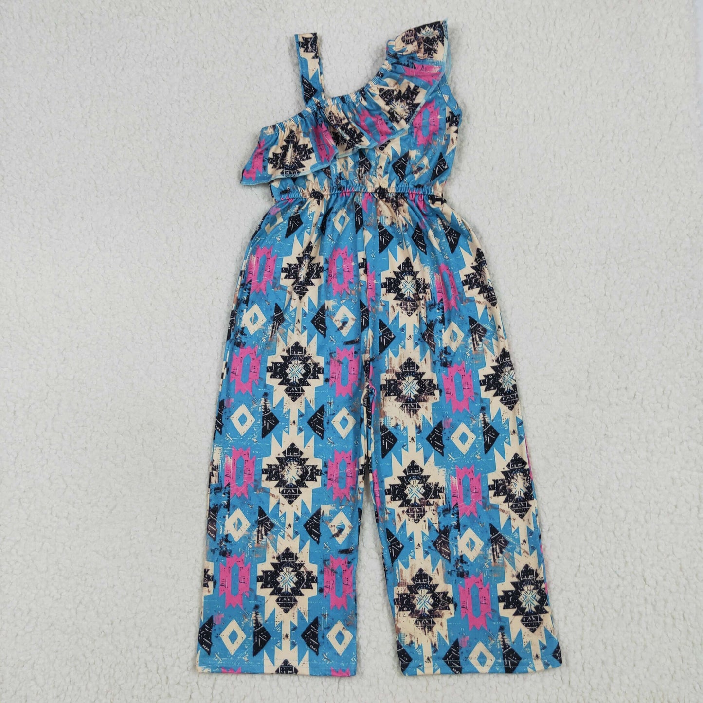 Baby Girl Toddler Western Aztec Pants Ruffle Jumpsuit RTS