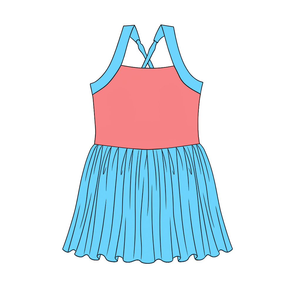 ( Moq 5 ) Preorder GSD3979 Baby Girls Kids Sleeveless Princess Yoga Active Knee Length Dress