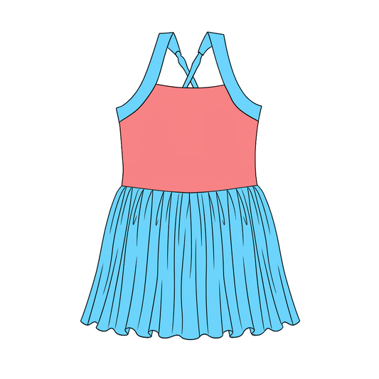 ( Moq 5 ) Preorder GSD3979 Baby Girls Kids Sleeveless Princess Yoga Active Knee Length Dress