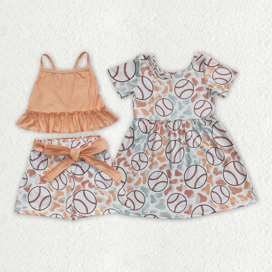 Baby Girl Baseball Summer Sibling Dress Outfit Clothes Set RTS