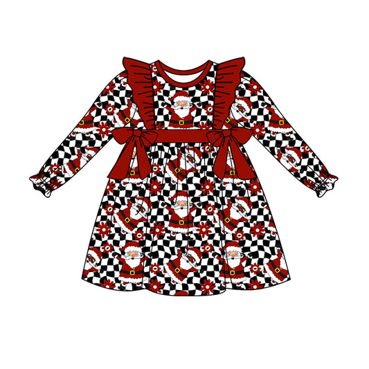 Baby Girl Christmas Santa Bows Long Sleeves Dress