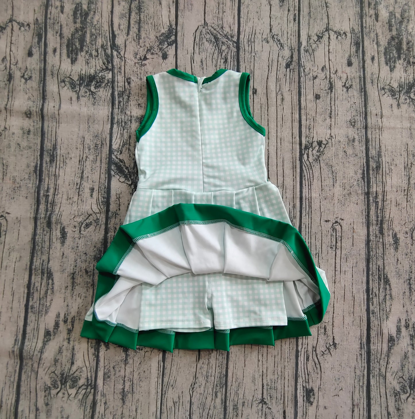 Baby Girl Sleeveless Green Plaid Ruffle Shorts Yoga Active Dress RTS