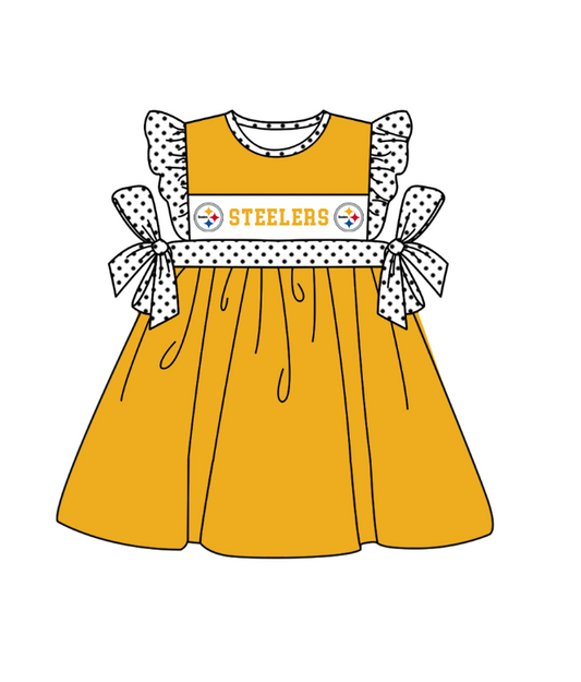 ( Moq 5 ) Baby Girls Toddler Short Sleeves Team Knee Length Orange Dress