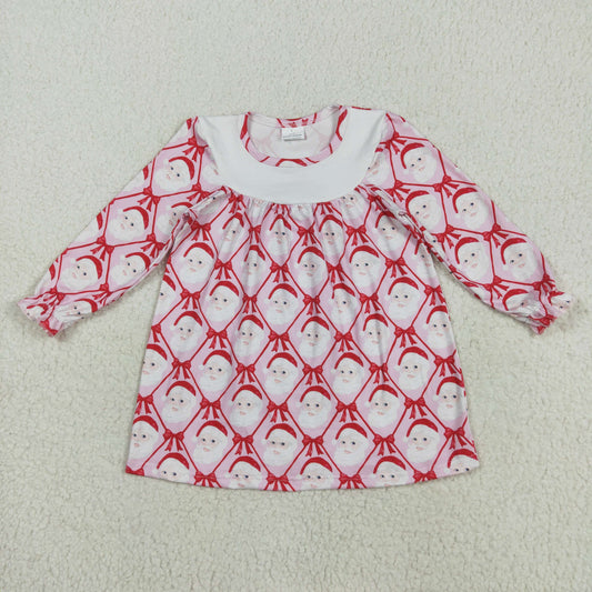 Baby Girl Long Sleeves Red Blows Santa Christmas Knee Length Dress RTS