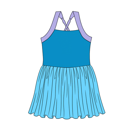 ( Moq 5 ) Preorder GSD3977 Baby Girls Kids Sleeveless Princess Yoga Active Knee Length Dress