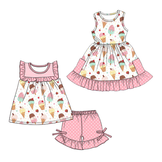 ( Moq 5 Each Style ) Baby Girls Kids Popsicle Sibling Summer Dress Set