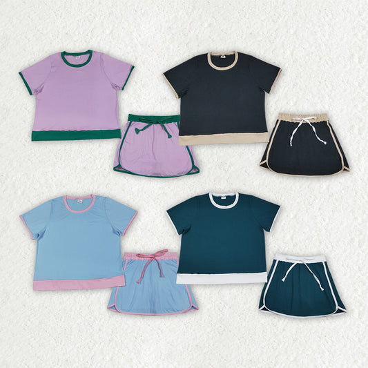 Sibling Adult Women Short Sleeves Shirts Skirts Shorts Summer Clothes Cotton Woman Sets RTS