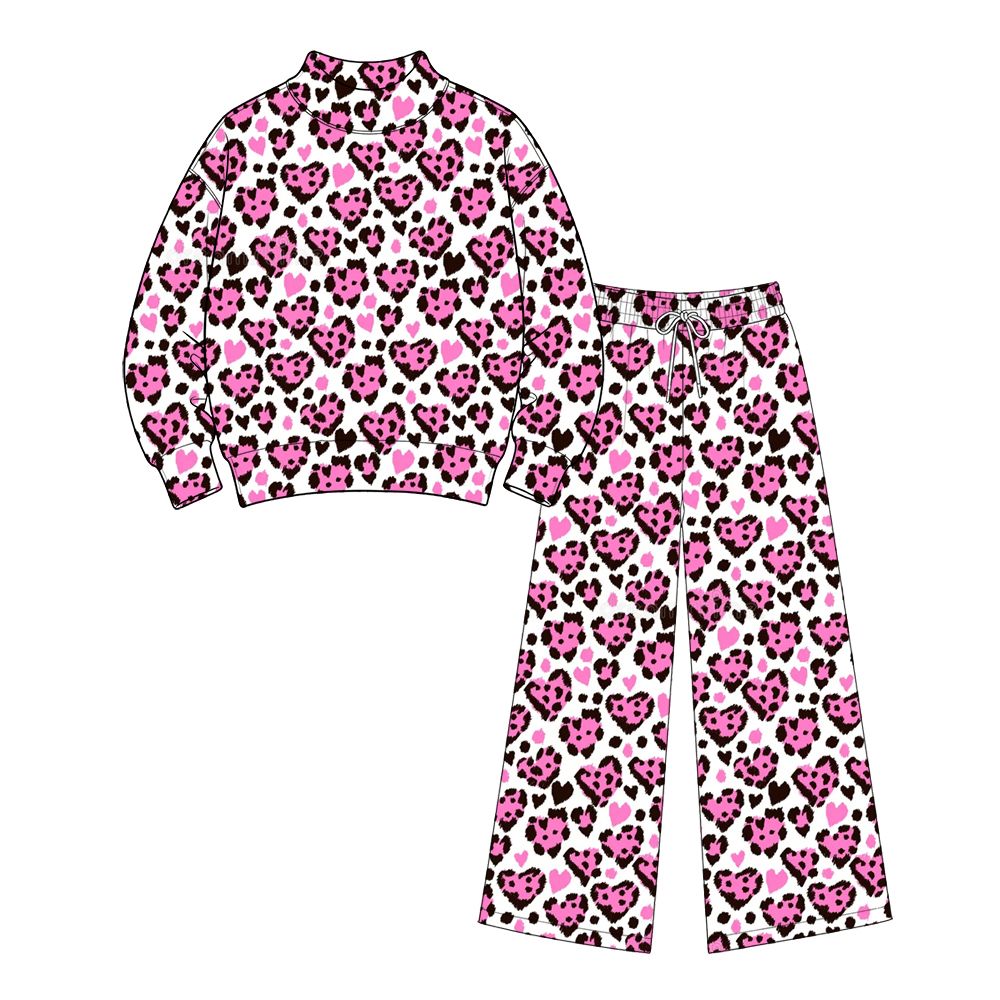 ( Moq 5 ) Preorder Adult Women Long Sleeves Hearts Shirt Pants Valentine Set Clothes