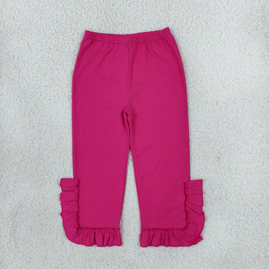 Baby Girls Kids Hot Pink Ruffle Pants Bottoms Cotton Clothes RTS