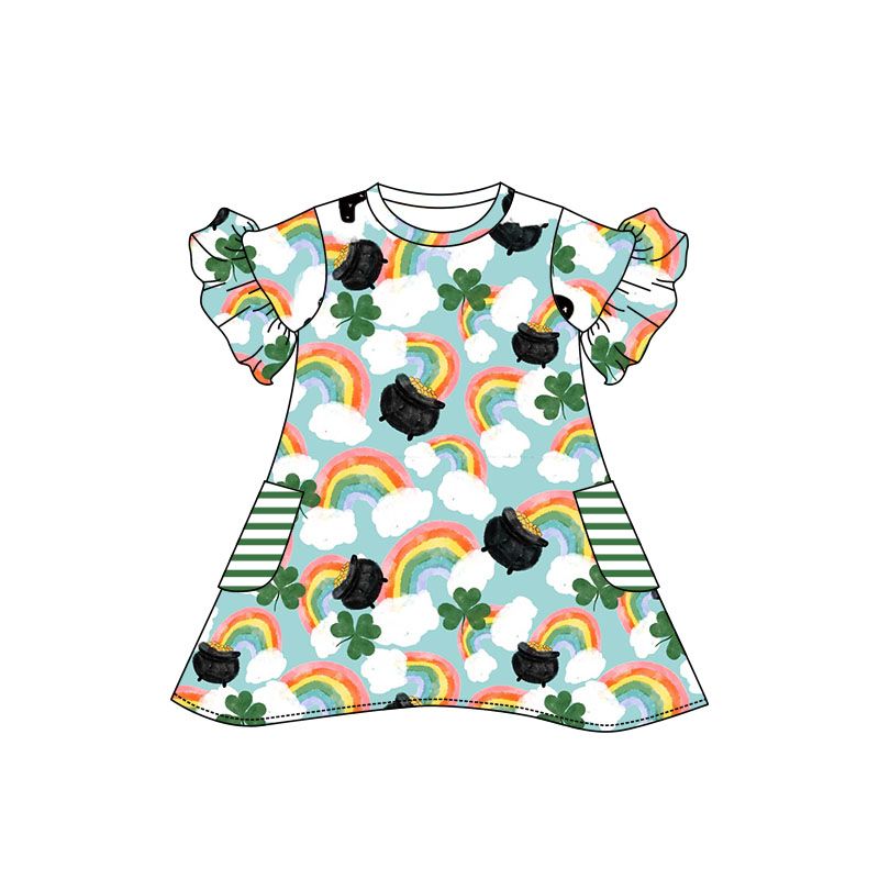 Moq 3 Pre-order GSD0661 Baby Girl St. Patrick's Day Rainbow Dress