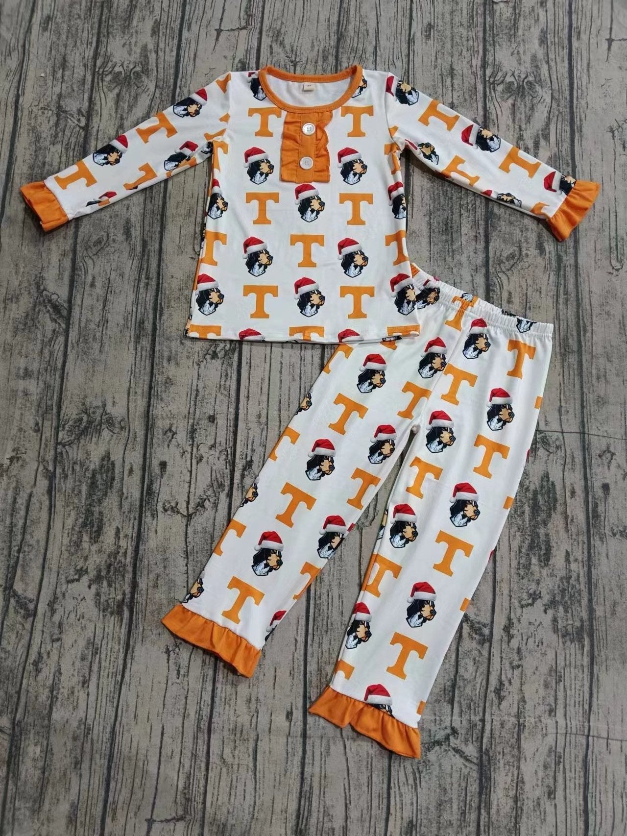 Baby Girl Long Sleeves Dog Shirt Pants Pajamas Team Clothes Set Moq 5