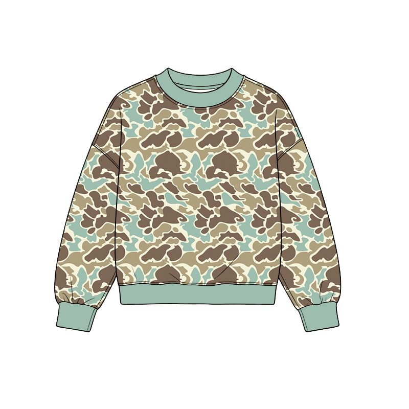 ( Moq 5 ) Preorder Adult Women Long Sleeves Camo Print Shirt Tops Pullover Green Clothes