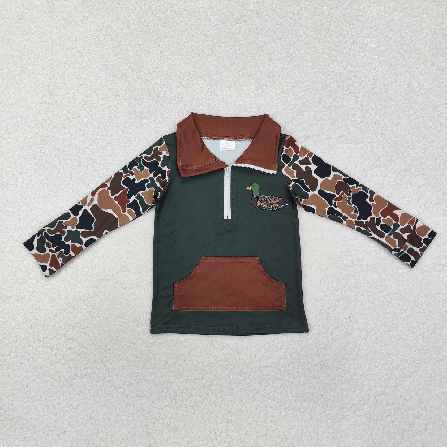 Baby Boy Long Sleeves Camo Zipper Duck Hunting Pullover Shirt