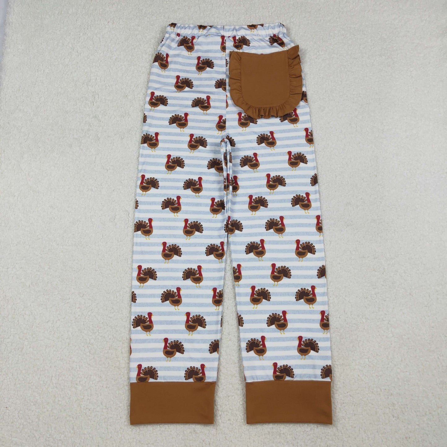 Adult Women Halloween turkey Stripes Pocket Pants Bottoms RTS
