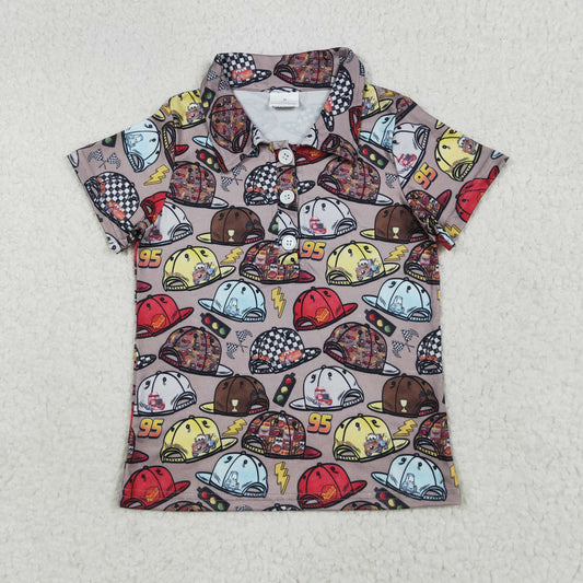 Baby Boy Short Sleeves Hats Cartoon Buttons Shirt Tops RTS