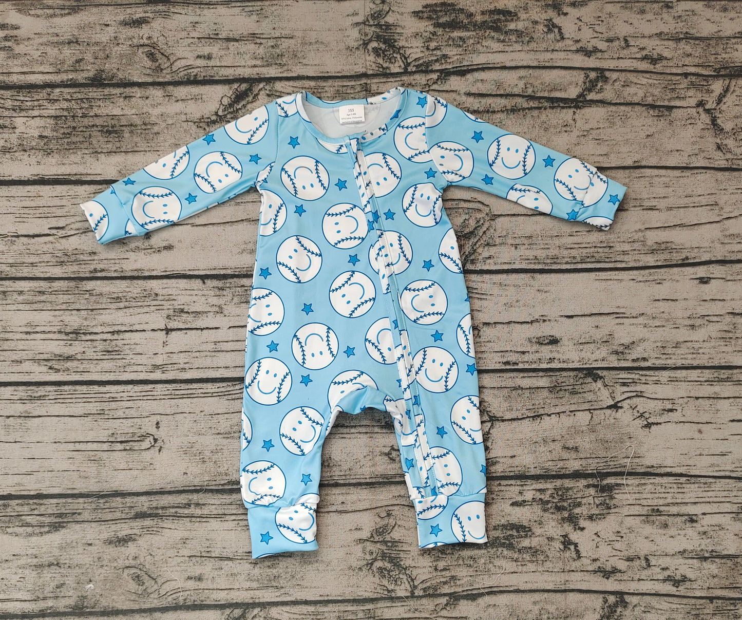 No moq Pre-order LR0824 Baby Boy Baseball Zipper One Piece Romper