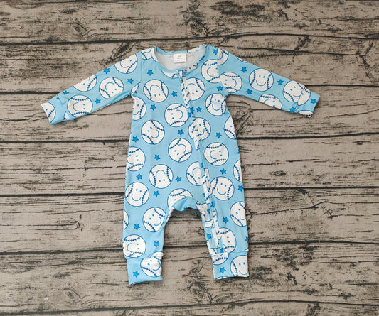 No moq Pre-order LR0824 Baby Boy Baseball Zipper One Piece Romper