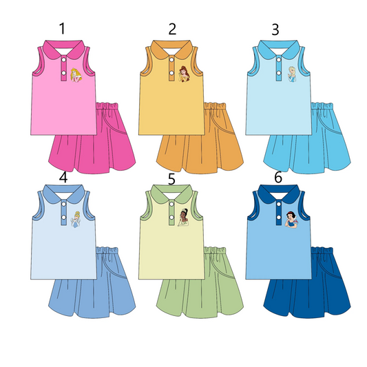 Baby Girl Sleeveless Princess Buttons Shirt Skirt Sibling Set ( Moq 5 Each Style ) 3.17